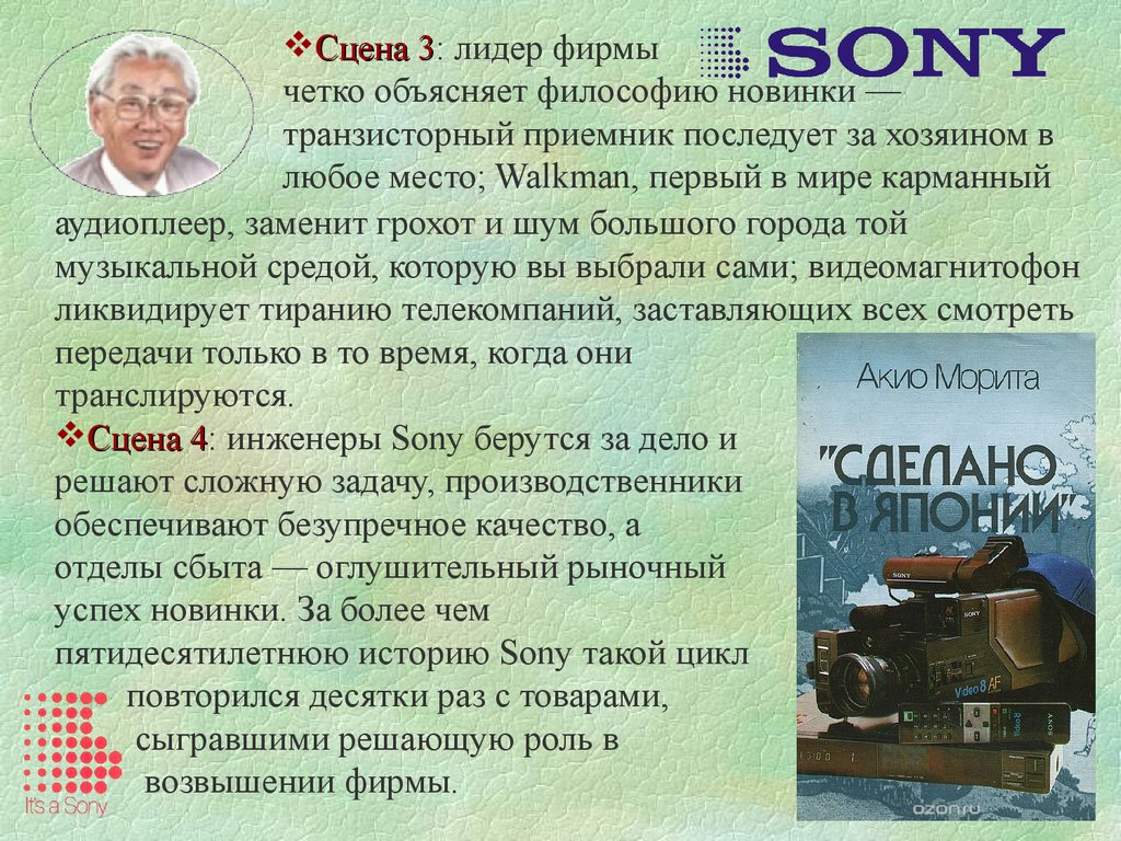 Презентация о компании Sony. История фирмы сони. История успеха компании. История развития компании Sony.