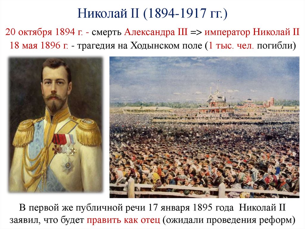 Даты правления николая ii. Начало правления Николая 2. Начало царствования Николая 2. Внутренняя политика Николая 2 1894 1917.