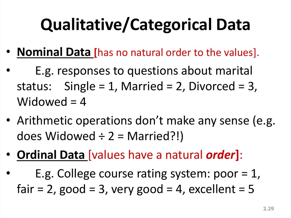 Qualitative/Categorical Data