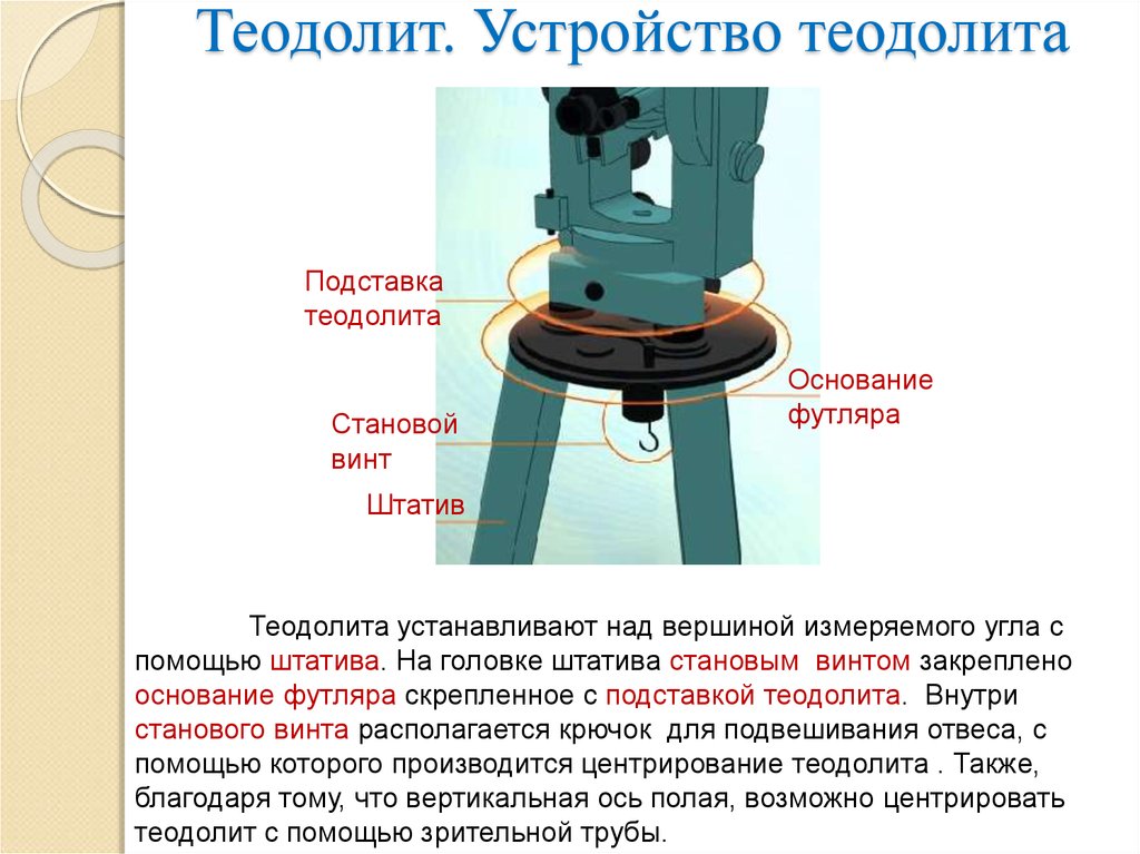 Резкое изображение наблюдаемого предмета в теодолите устанавливается с помощью