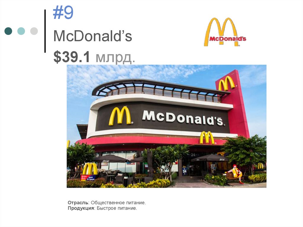 #9 McDonald’s $39.1 млрд.