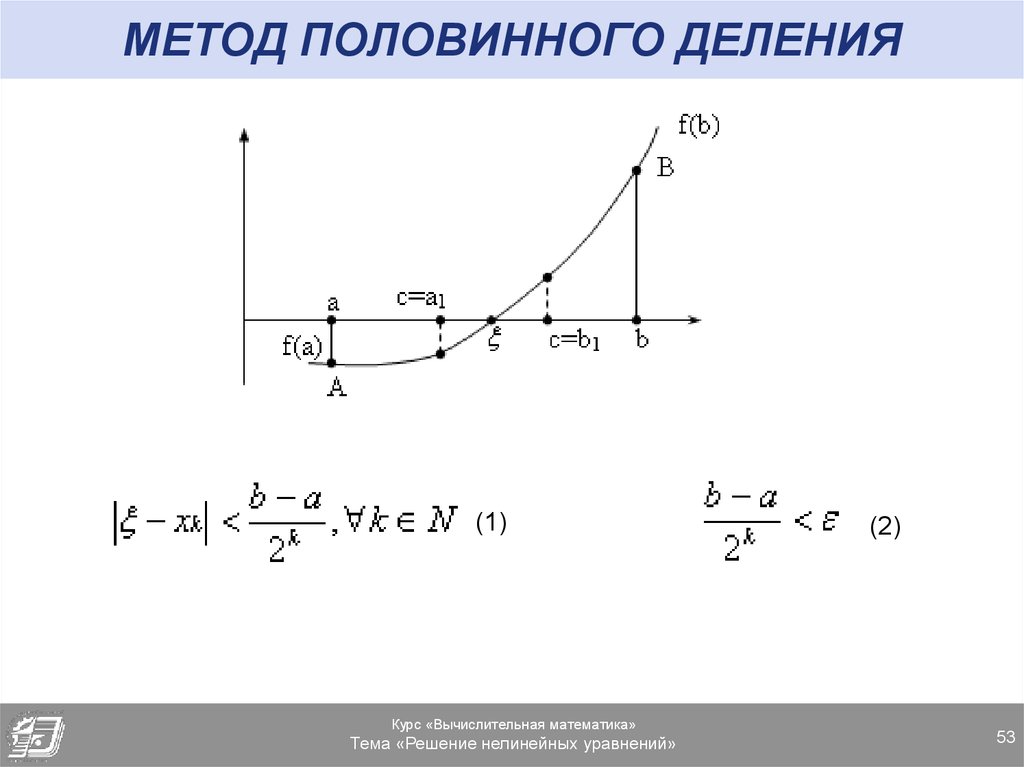 3 метод половинного деления. Численный метод половинного деления решения уравнений. Формула метода половинного деления. Оценка погрешности метода половинного деления. Решение нелинейных уравнений.алгоритм половинного деления.