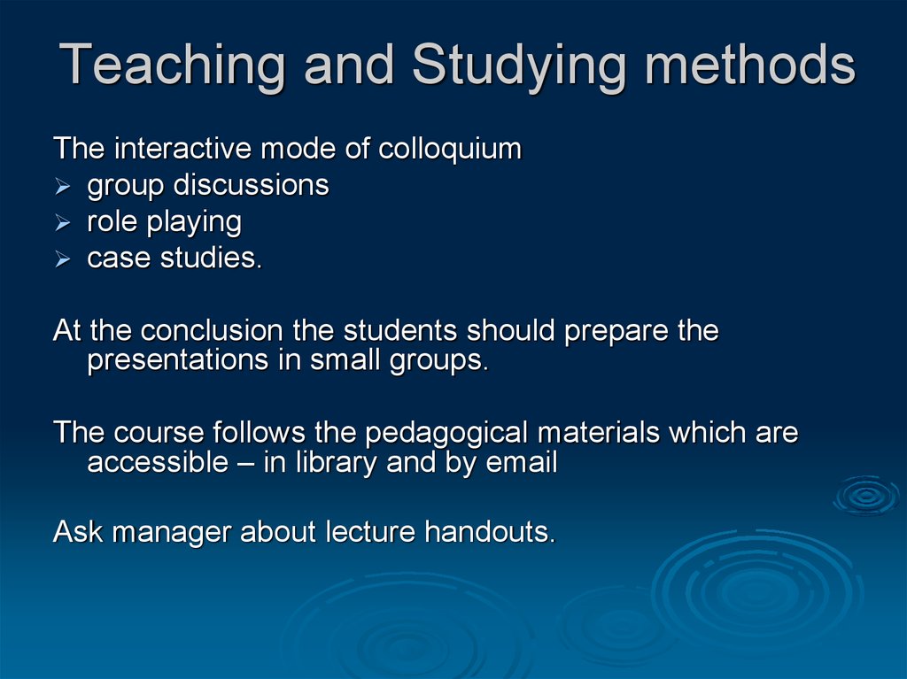 Teaching and Studying methods