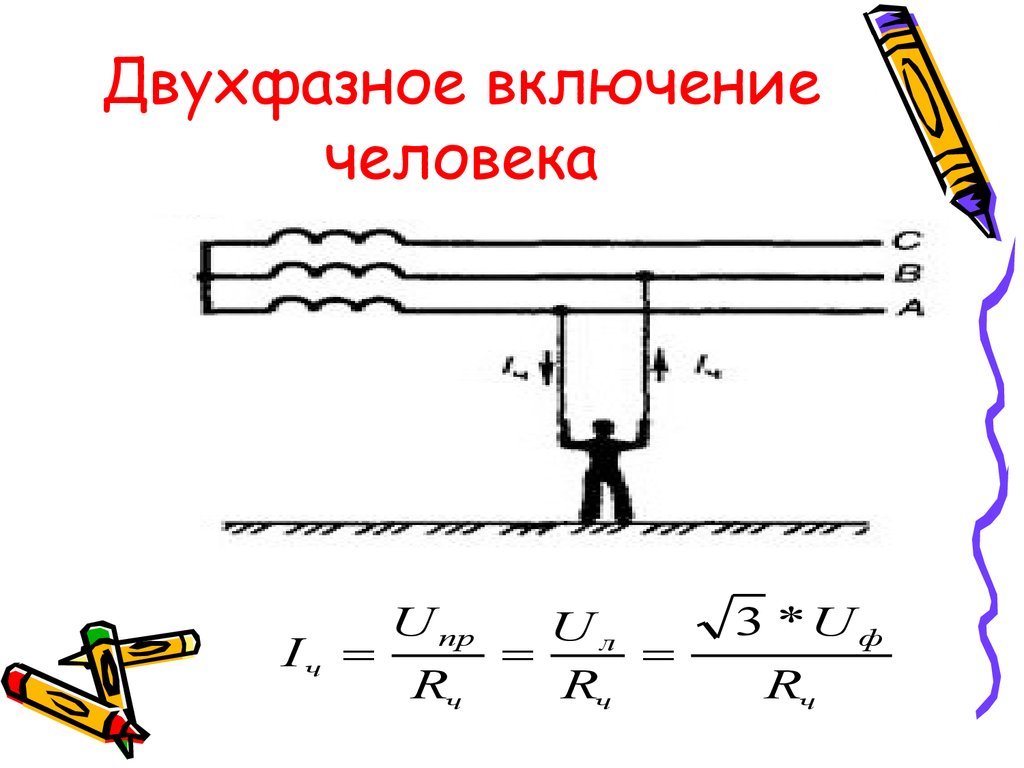 Самая опасная схема включения человека в цепь тока