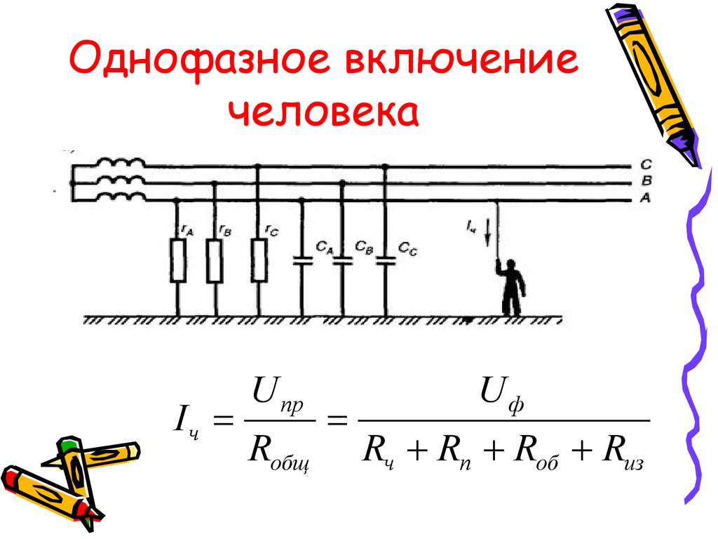 Самая опасная схема включения человека в цепь тока