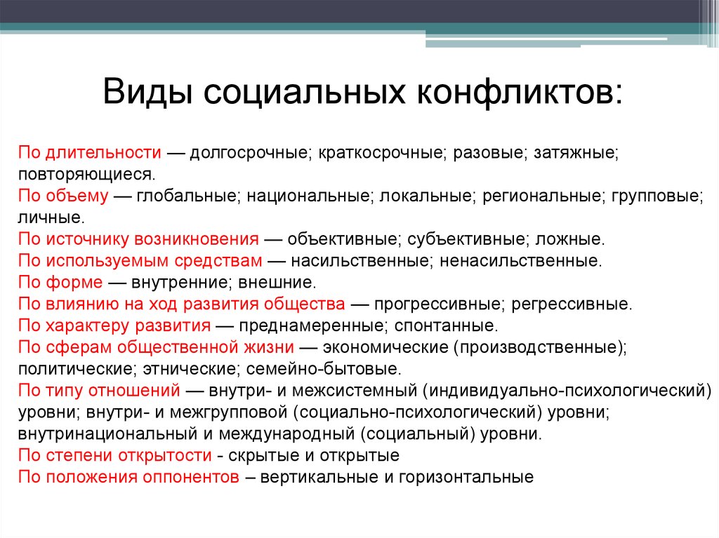 Открытый характер. Типы социальных конфликтов по длительности. Перечислите виды социальных конфликтов. Виды социалтныхк онфлиутов. Виды сольных конфликтов.