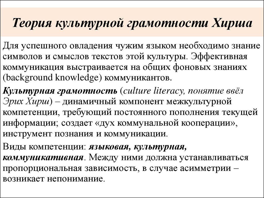 Теория культурной грамотности э хирша. Теория культурной грамотности Эрика Хирша.