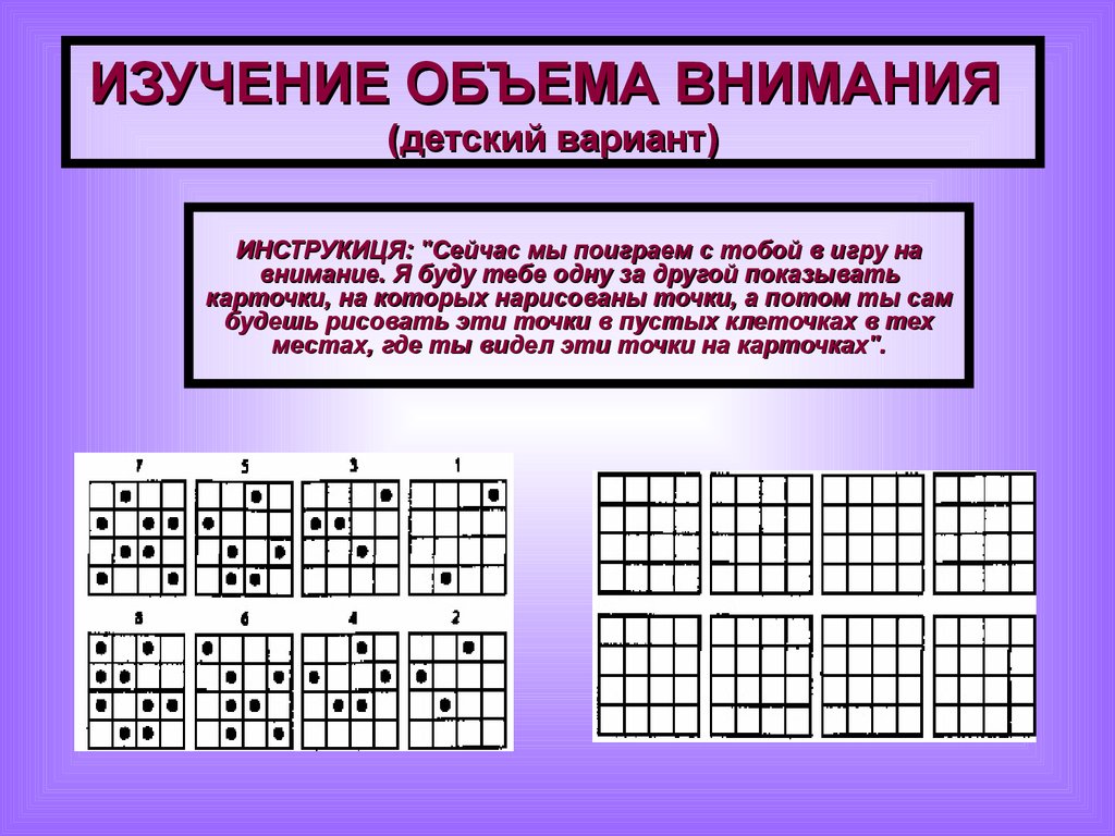 Определение объема памяти объема внимания