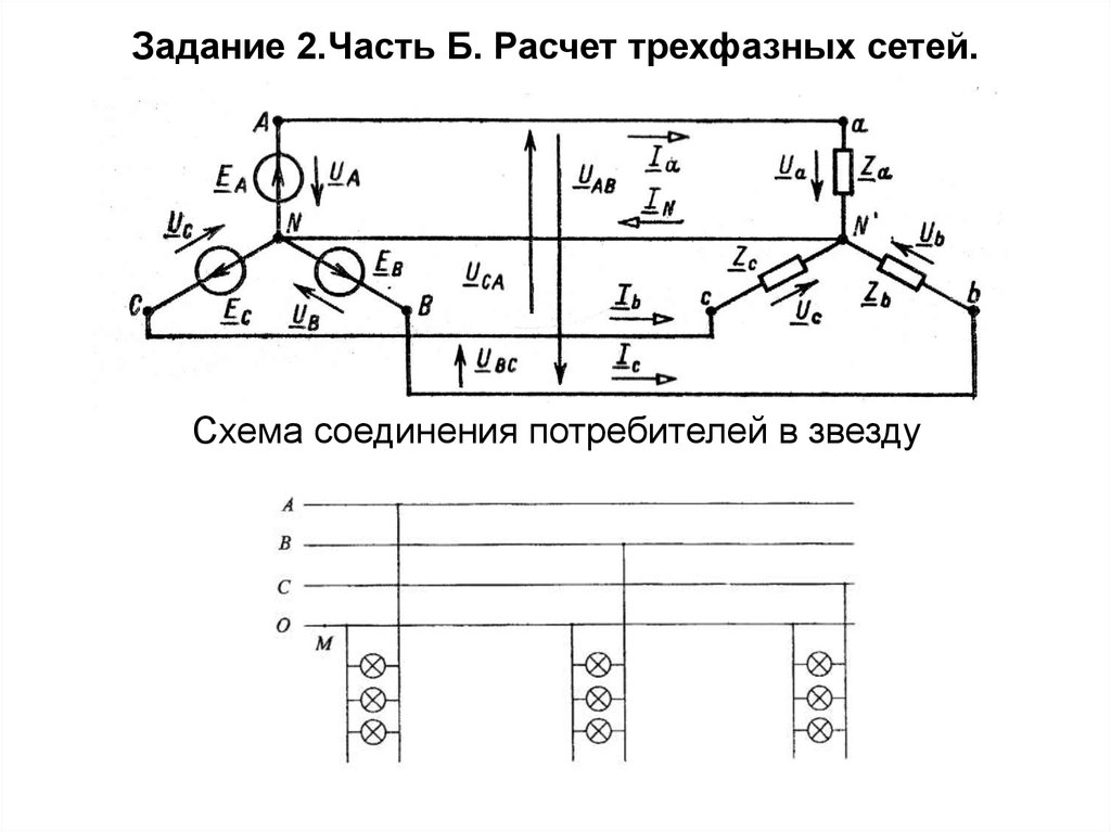 Соединение трехфазного потребителя звездой