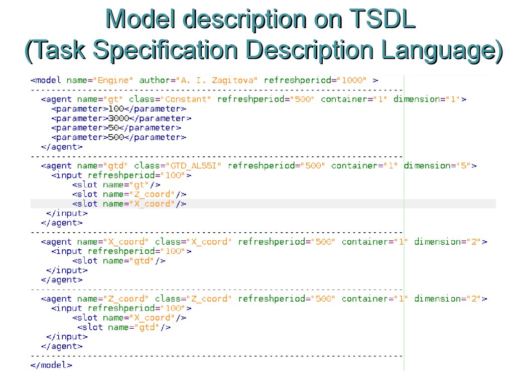 Model description on TSDL (Task Specification Description Language)