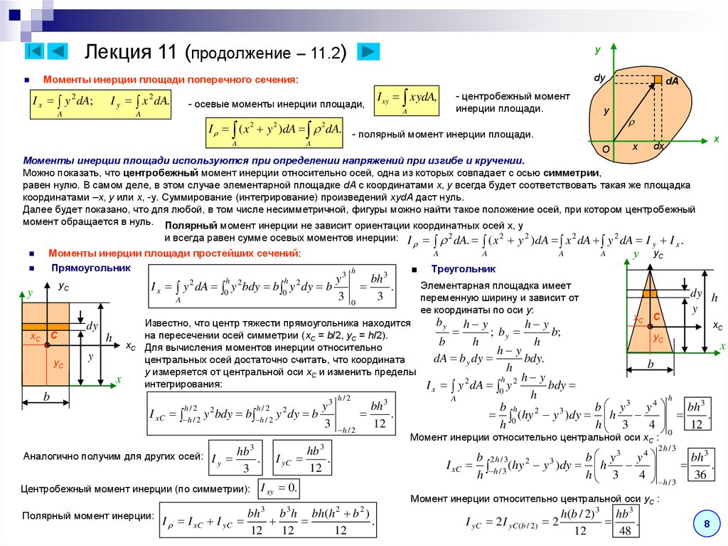 Момент инерции единицы измерения. Осевой момент инерции круглого сечения определяется по формуле. Осевой момент инерции круглого сечения. Центробежный момент инерции сечения формула. Момент инерции прямоугольника относительно оси.