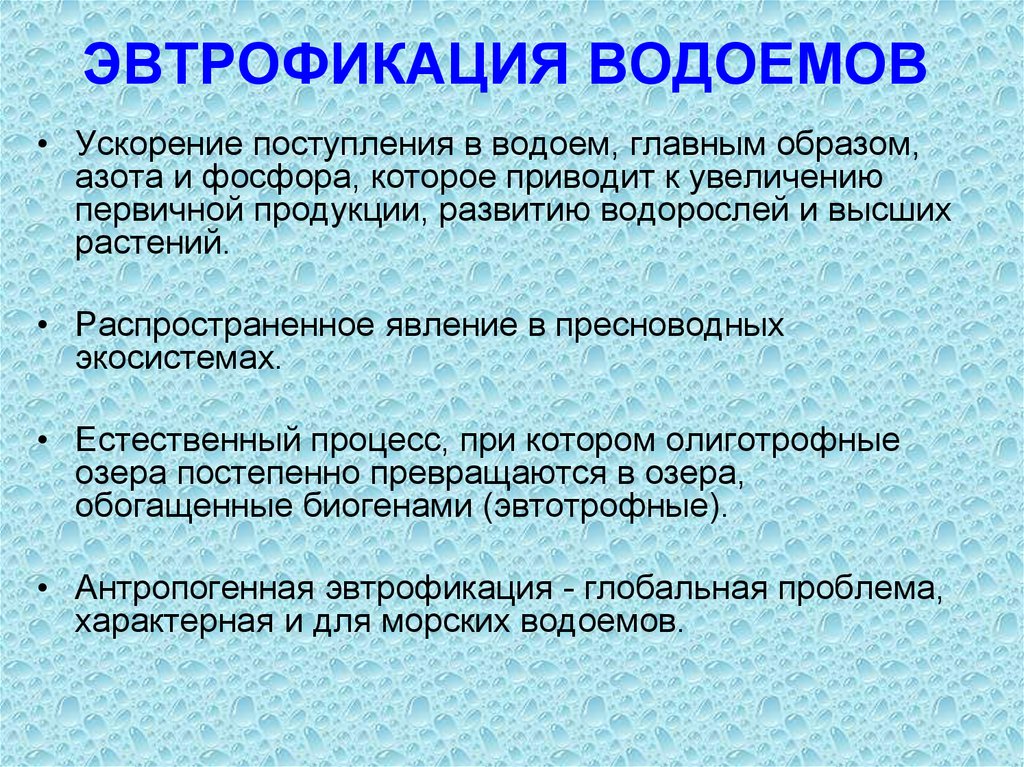 Эвтрофикация водоемов это