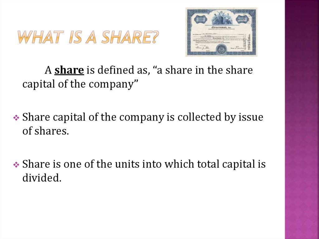 Types of shares online presentation