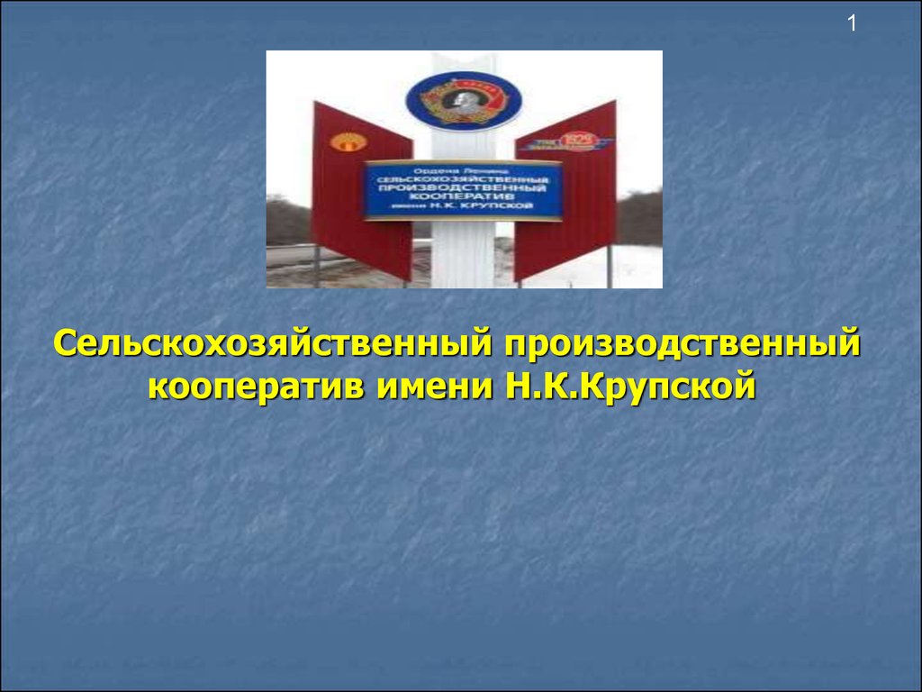 Сельскохозяйственный производственный кооператив имени Н.К.Крупской -  презентация онлайн