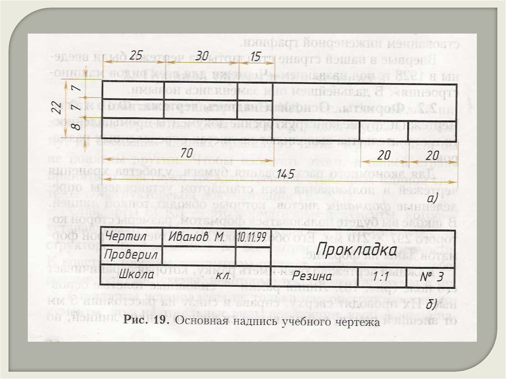 Учебная основная надпись чертежа