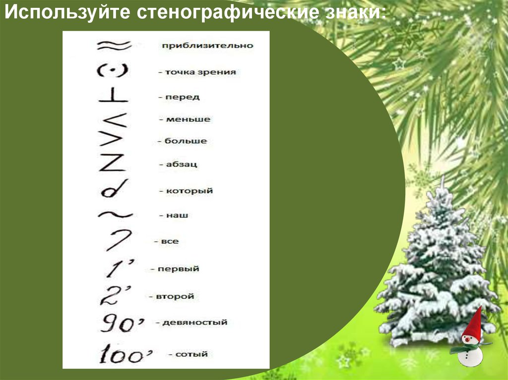 Сокращение конспекта. Скинографические знаки. Стенографические символы. Сокращение слов символами. Сокращения при стенографии.