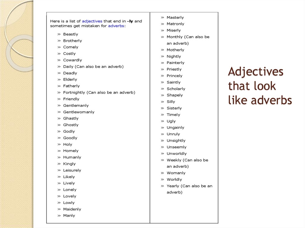 Adjectives that look like adverbs