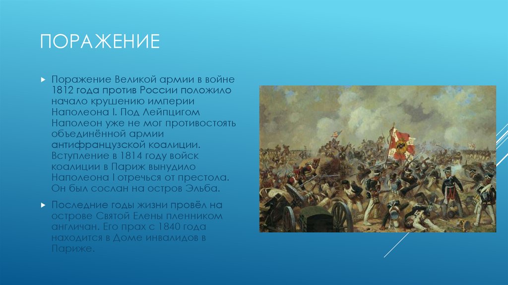 Поражение российских войск. Гибель Великой армии Наполеона 1812 кратко.