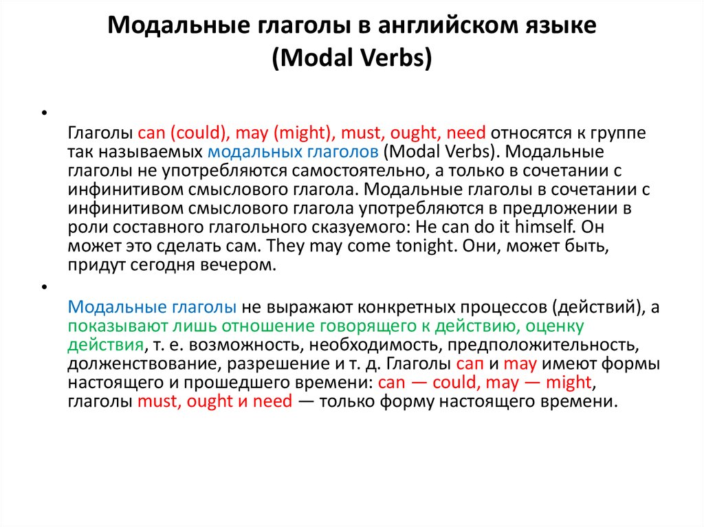 Модальные глаголы в английском презентация