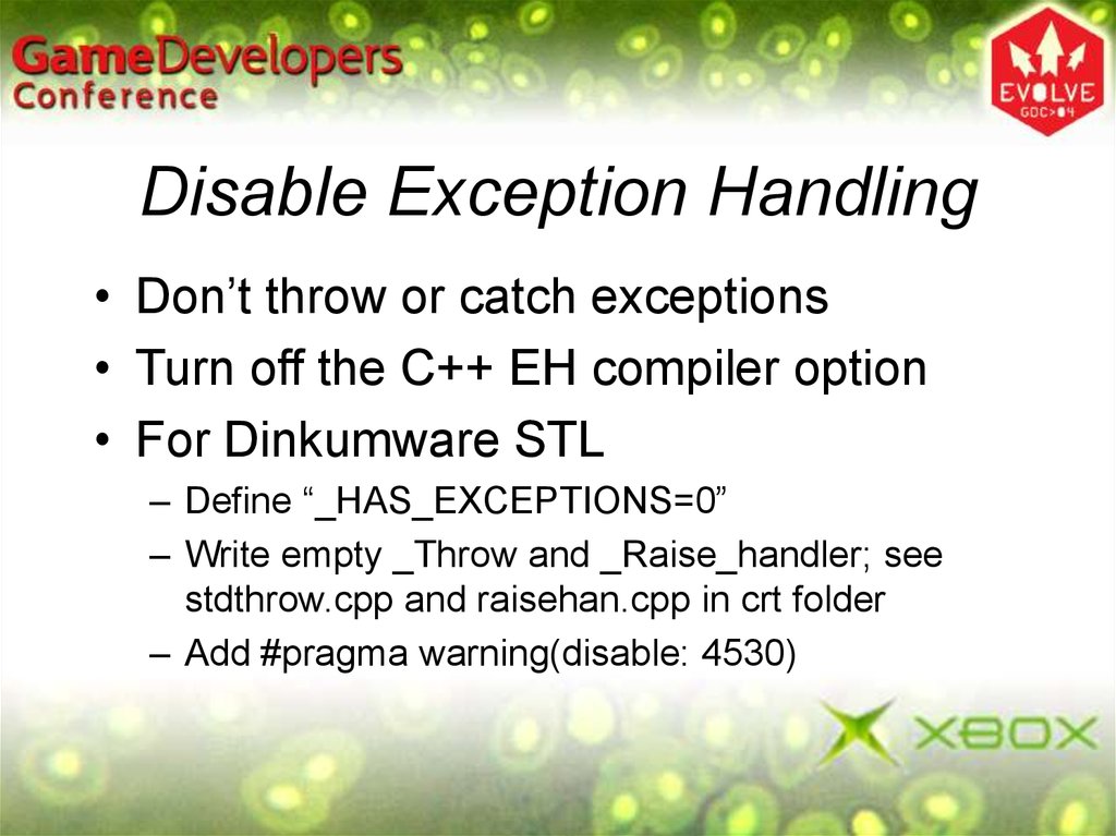 Disable Exception Handling