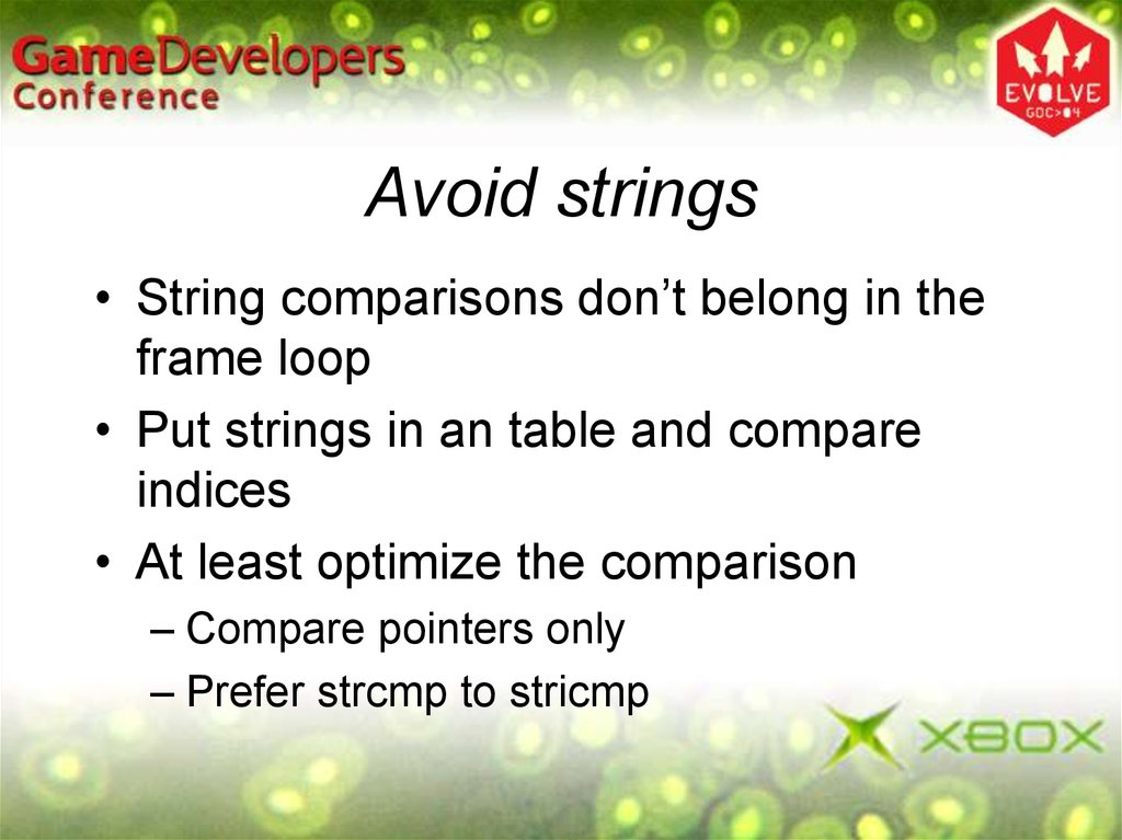 Avoid strings