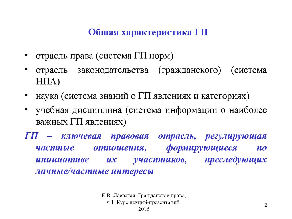 Общая часть гражданского права презентация