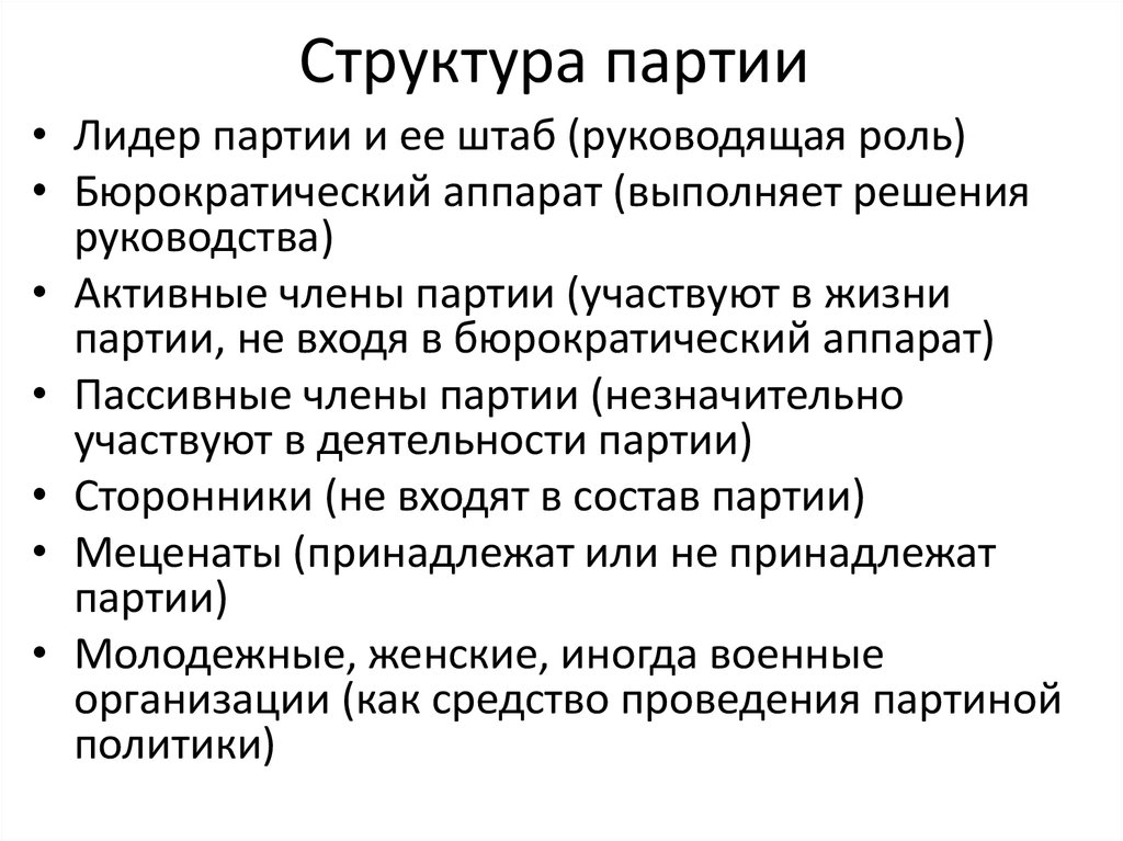 Боевые организации партий. Политическая партия структура. Структура политической партии. Строение партии. Строение политических партий.