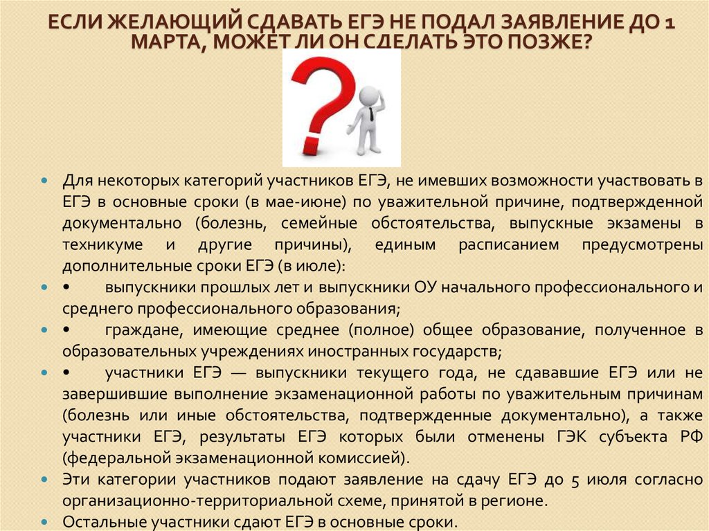 Заявление на егэ после 1 февраля