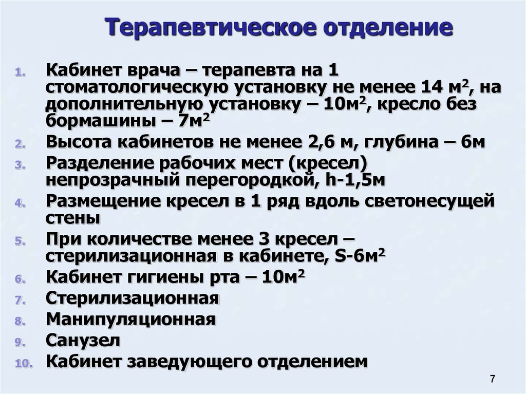 Схема терапевтического отделения