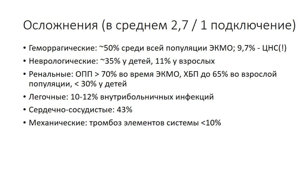 Осложнения (в среднем 2,7 / 1 подключение)