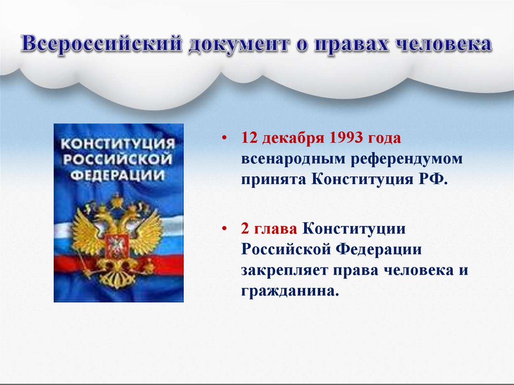 Права человека прописанные в конституции рф схема