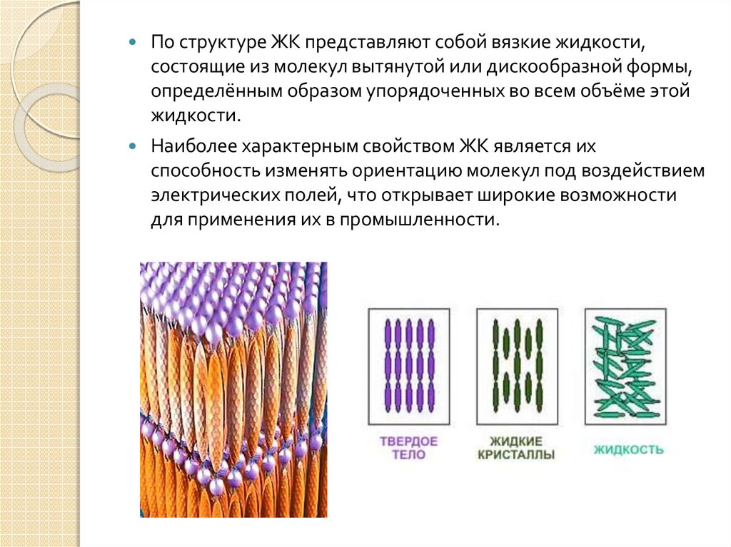 Упорядоченным образом. Жидкие Кристаллы дискообразной формы. Структура вязких жидкостей.