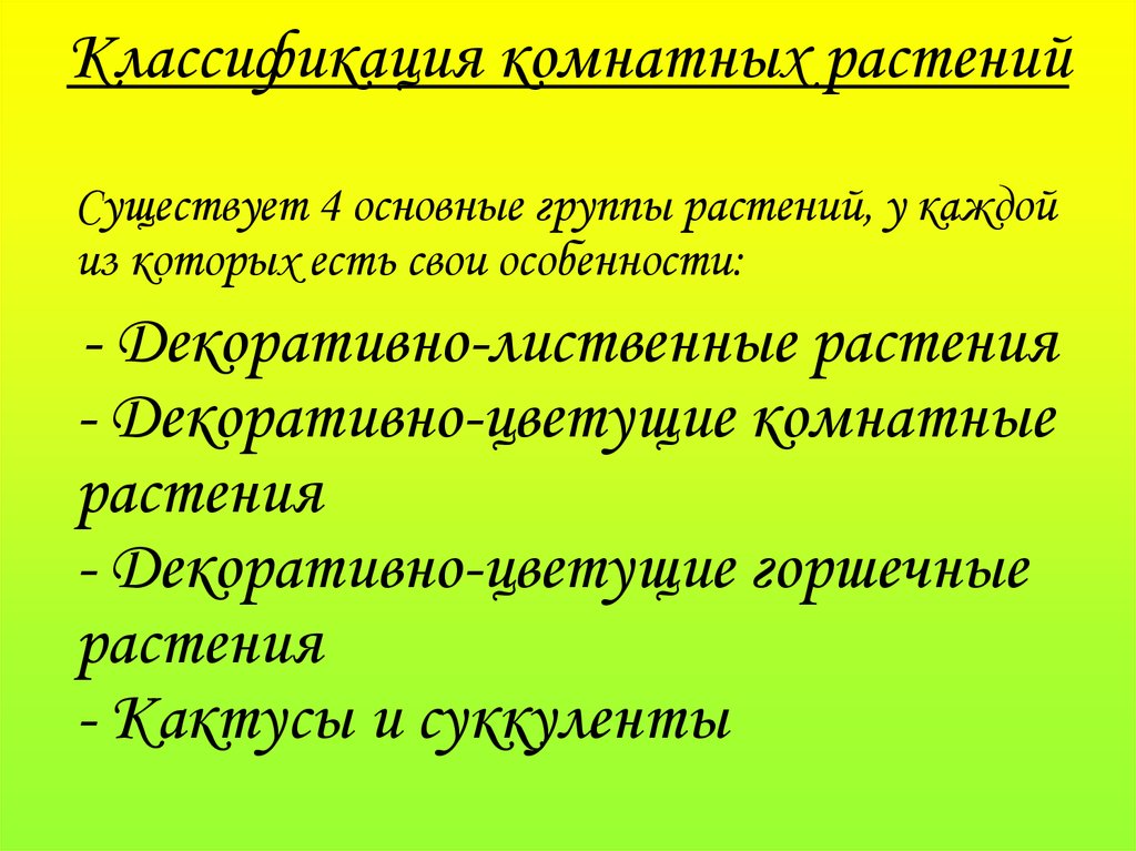 Классификация комнатных растений презентация