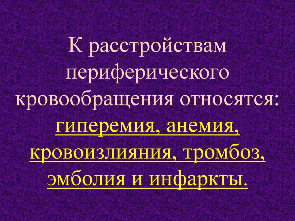 Нарушение кровообращения и лимфообращения патология презентация