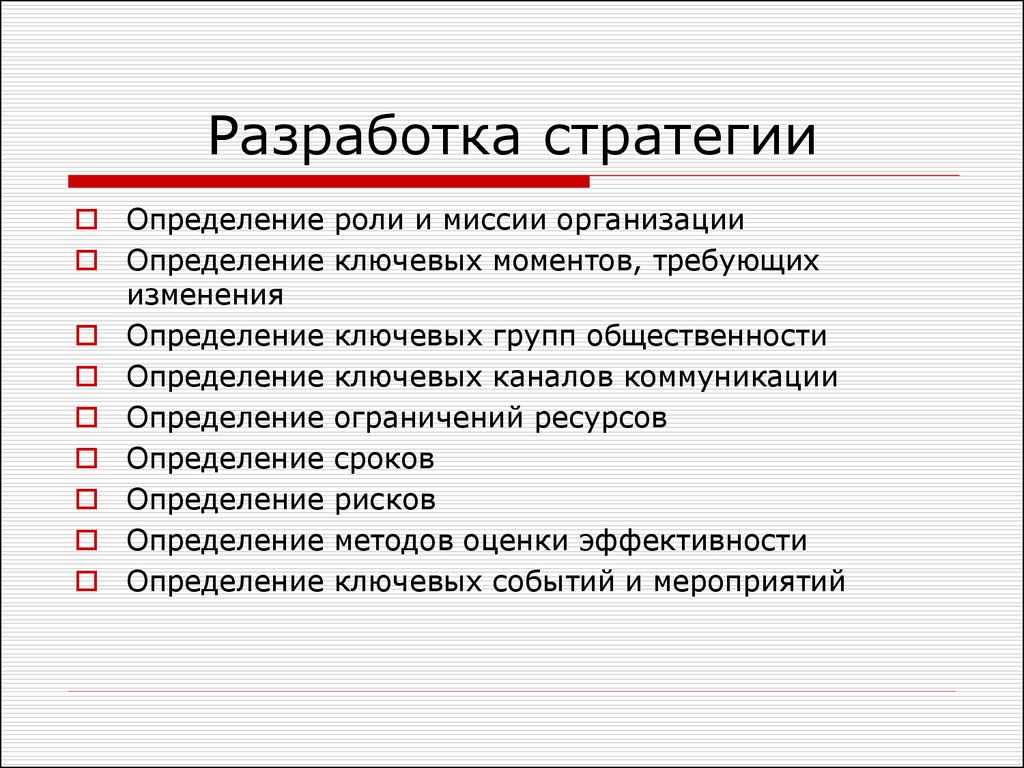 Разработка стратегии проекта