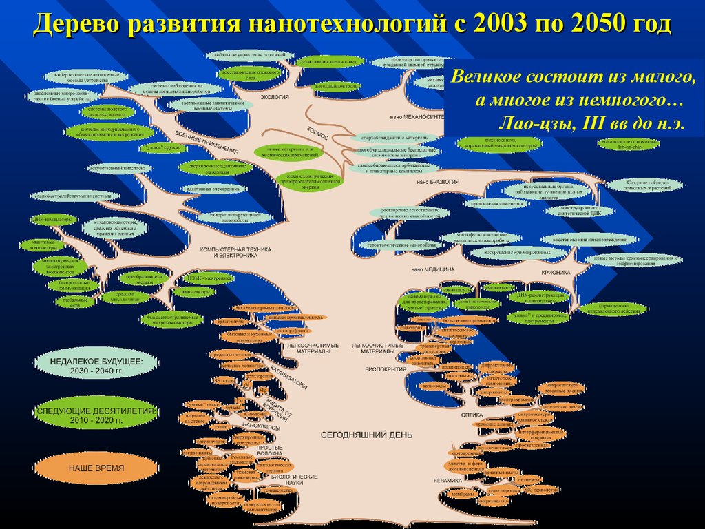 Дерево развития нанотехнологий с 2003 по 2050 год