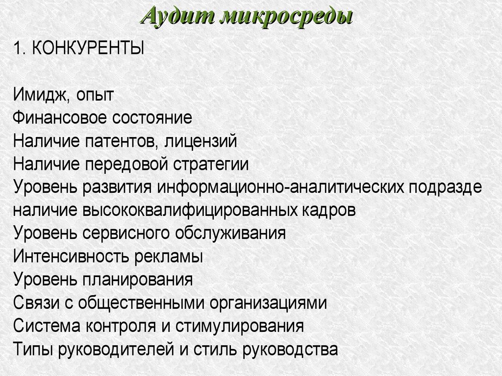 Фактор аудит. Аудит фактора поставщики. Интенсивность в рекламе.