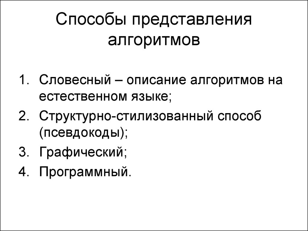 Словесный способ представления алгоритма картинки