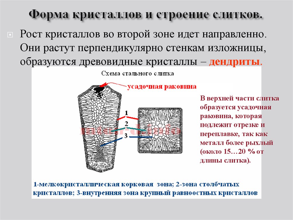 Схема строения слитка