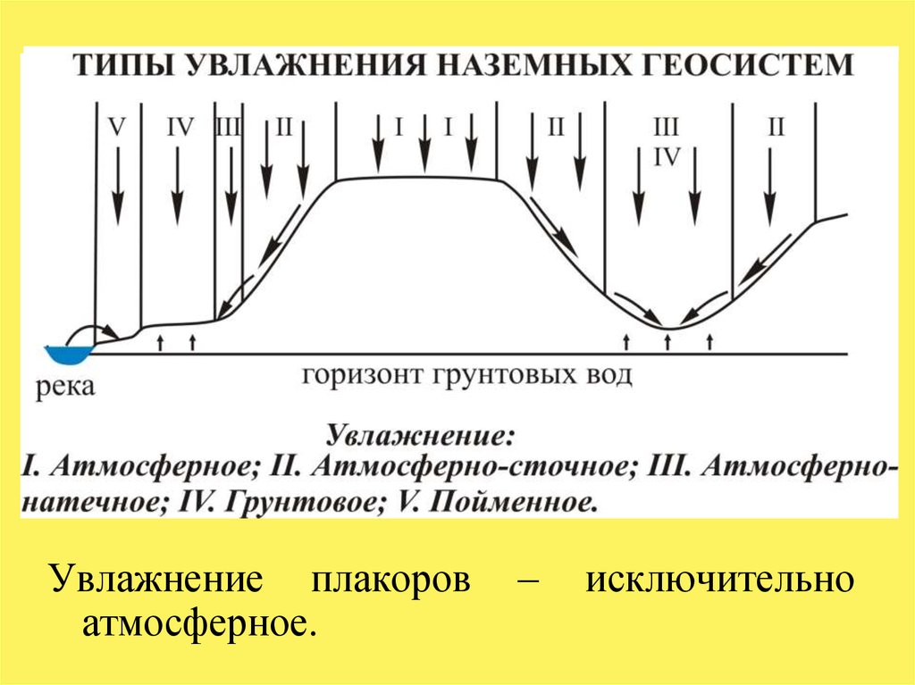 Плакор это. Сточный Тип увлажнения. Типы увлажнения почвы. Типы увлажнения в ландшафтах. Тип и степень увлажнения почв.