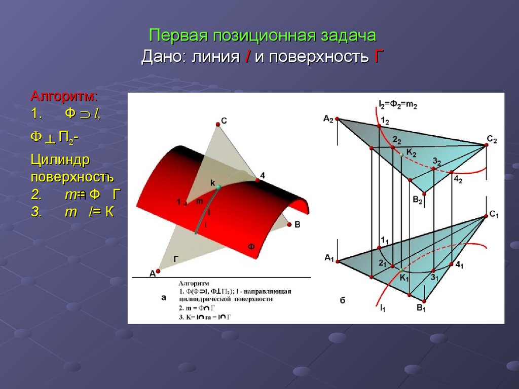 Данная линия. Первая позиционная задача. Позиционные задачи. Первая основная позиционная задача по начертательной геометрии. Примеры позиционных задач.