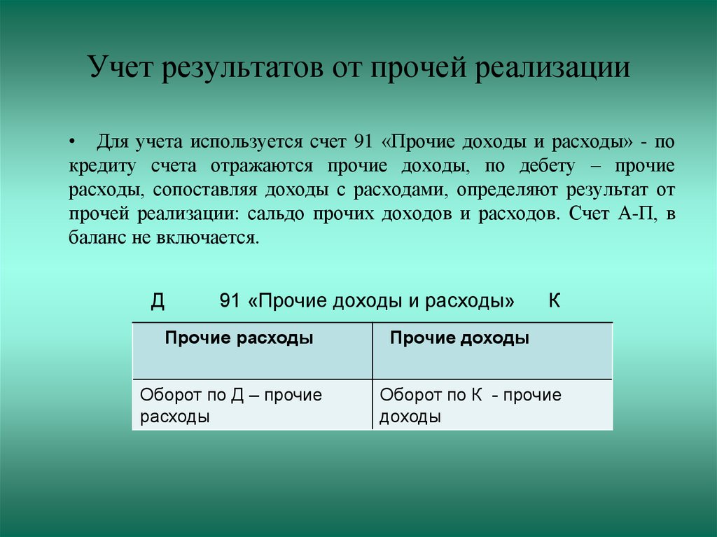 Финансовый результат в бухгалтерском учете. . Учет финансовых результатов от прочей реализации.. Счет прибыли и убытки в бухгалтерском учете. Прибыль счет бухгалтерского учета. 91 Счет Прочие доходы и расходы.