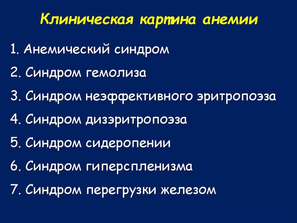 Клиническая картина анемий