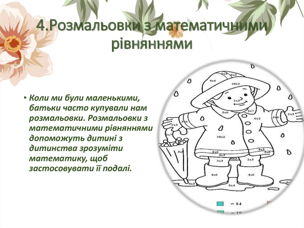 4.Розмальовки з математичними рівняннями