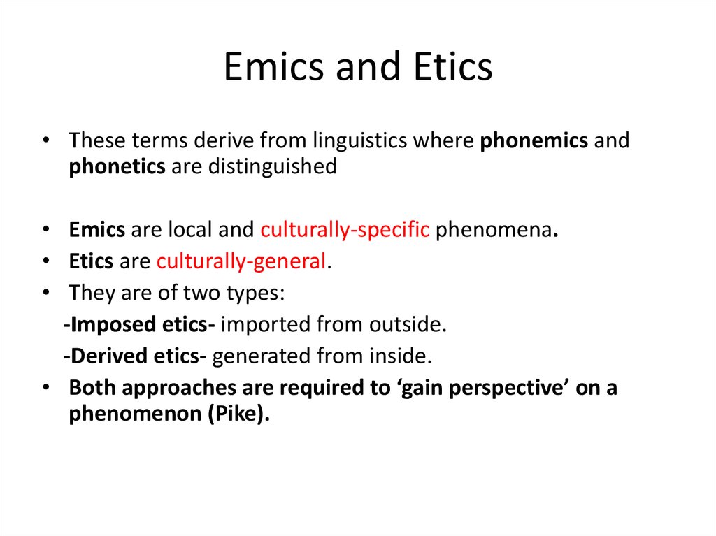 Emics and Etics