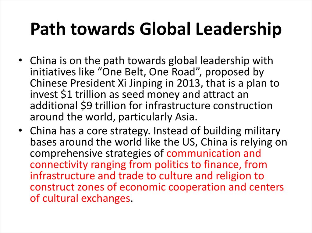 Path towards Global Leadership