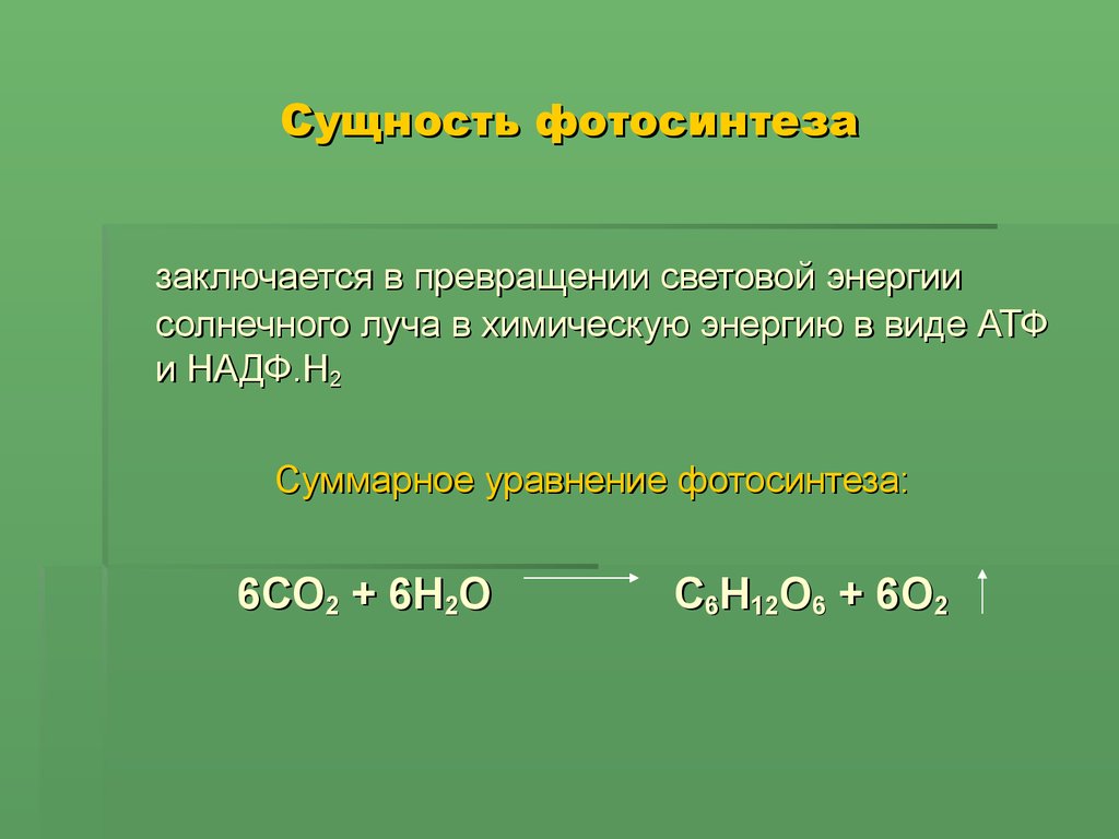 Уравнение реакции фотосинтеза глюкозы. Суммарное уравнение процесса фотосинтеза. Сущность процесса фотосинтеза. Химическое уравнение фотосинтеза. Общее уравнение фотосинтеза.