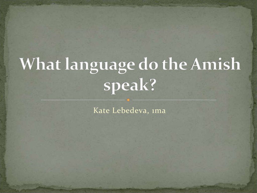 What language do the Amish speak - презентация онлайн