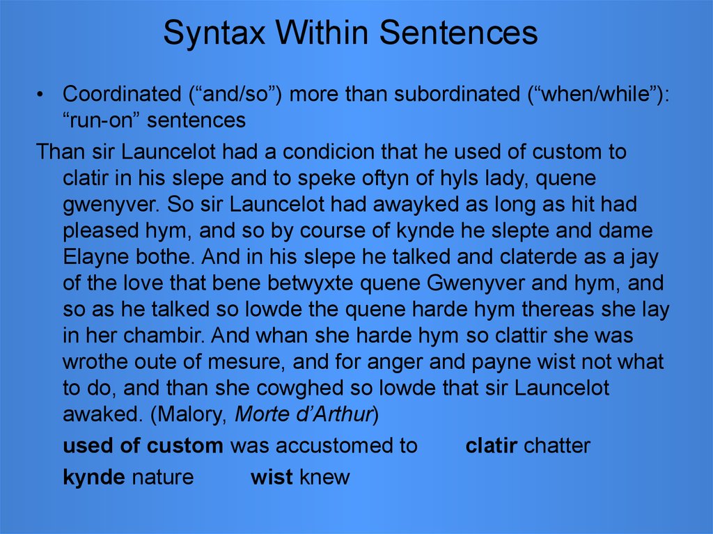 Syntax Within Sentences