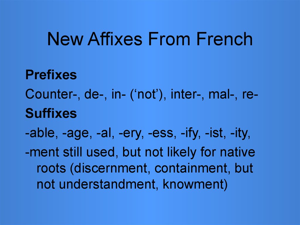 New Affixes From French
